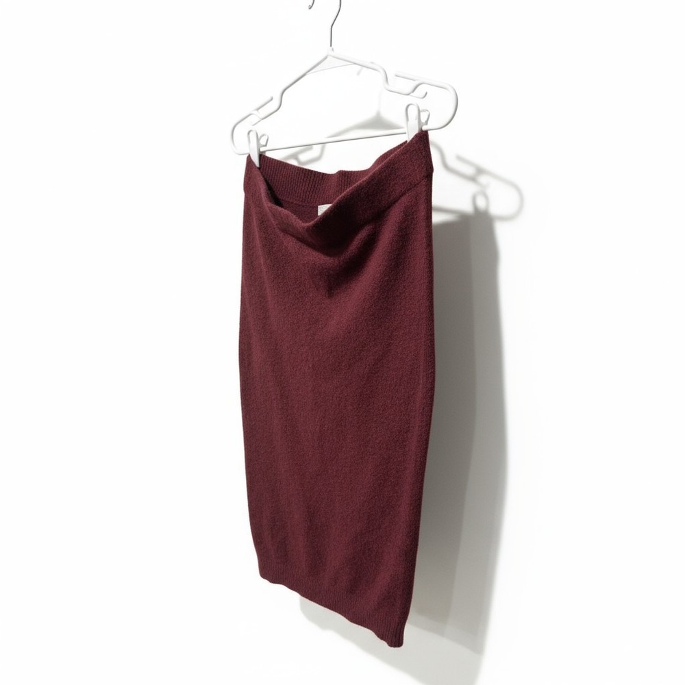 ASOS Knit Pencil Skirt‎ Womens US 8 Burgundy High Waist Career Casual